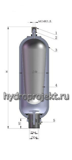 Пневмогидроаккумулятор капсульный NXQ (тип АПГ-Б) - рисунок 2